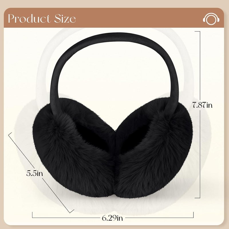 Lainlight Store Earmuffs for Women Winter Warm Foldable Ear Muffs Faux Fur Cute Fuzzy Ear Warmers for Girls Women - Image 2